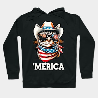 USA Flag Cat 4th of July Funny Patriotic Hoodie